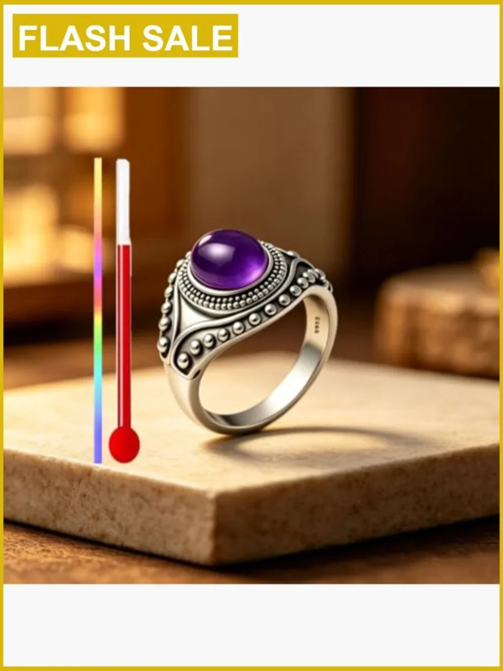 Vintage Evil Eye Mood Ring S925 Sterling Silver Color Changing Stone